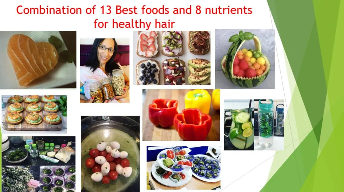 Slide: os 13 melhores alimentos e 8 nutrientes para cabelos saudáveis